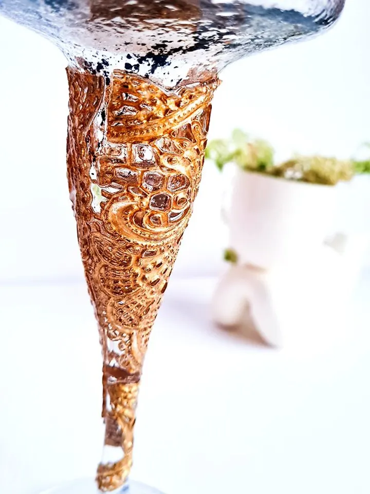 Gold Glass Candle Holder Handcrafted Vintage-Inspired Glass Candle Holder