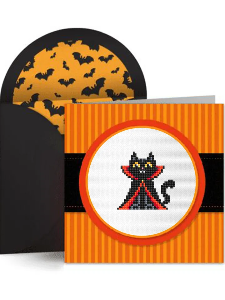 Set Halloween cats cross stitch pattern PDF download Black cat embroidery, Witch cat cross stitch chart, Vampire cat, Cat lover gift #H64