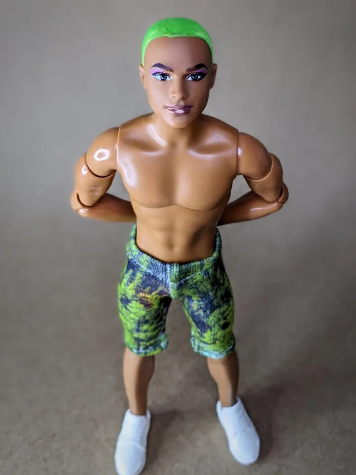 Natural printed elastic long shorts for 12-inch fashion male dolls