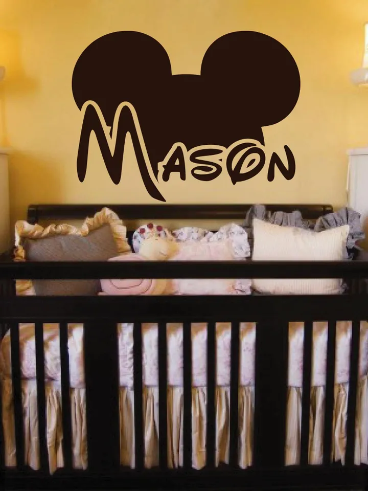 Personalized Mickey Mouse Wall Decal Kids Name Sticker Gift Birthday party Backdrop Decor ik146