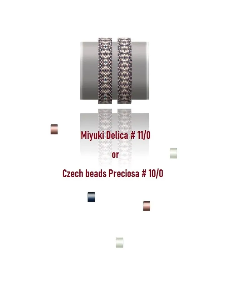 Cuff Bracelet Odd Count Peyote Stitch, Bead Patterns Bracelet, Miyuki Delica, Czech beads Preciosa, Instant Download