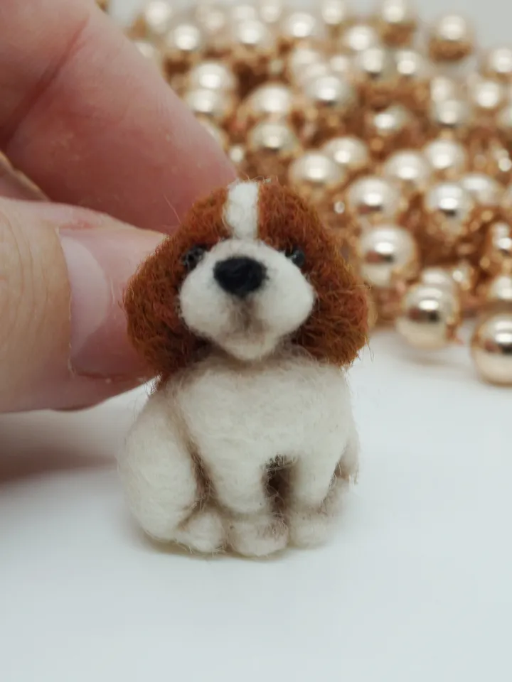 Tiny needle felted Cavalier King Charles spaniel, miniature dog, made to order