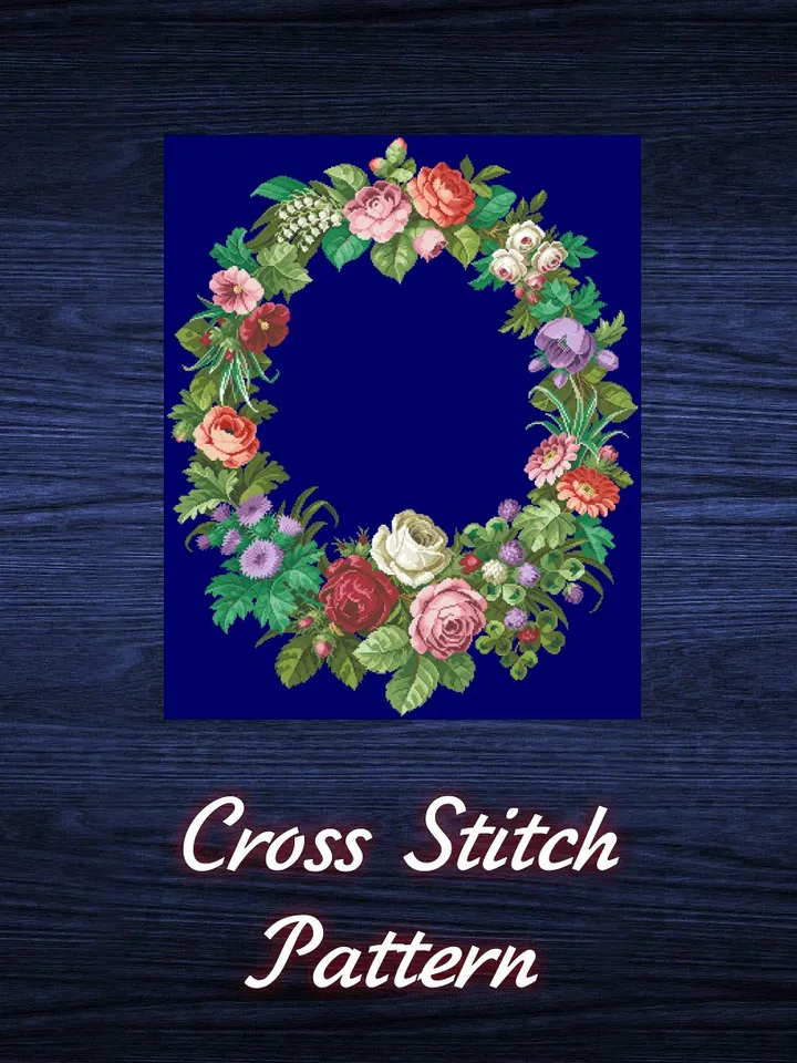 Antique Cross Stitch Pattern Antique Wreath Digital Download PDF