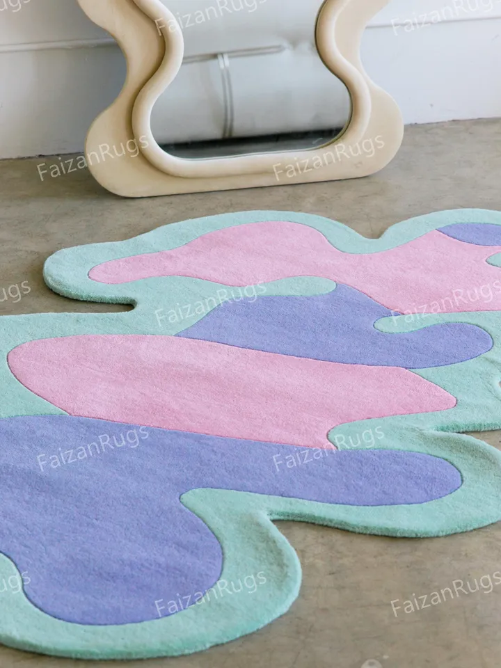 Sky And Sea Rug Hand Tufted Rug 100% Wool For Living Room | Bed Room | Kids Room | Drawing Room | Hall In Any Size 10x14,10x12,9x12,8x10,6x9
