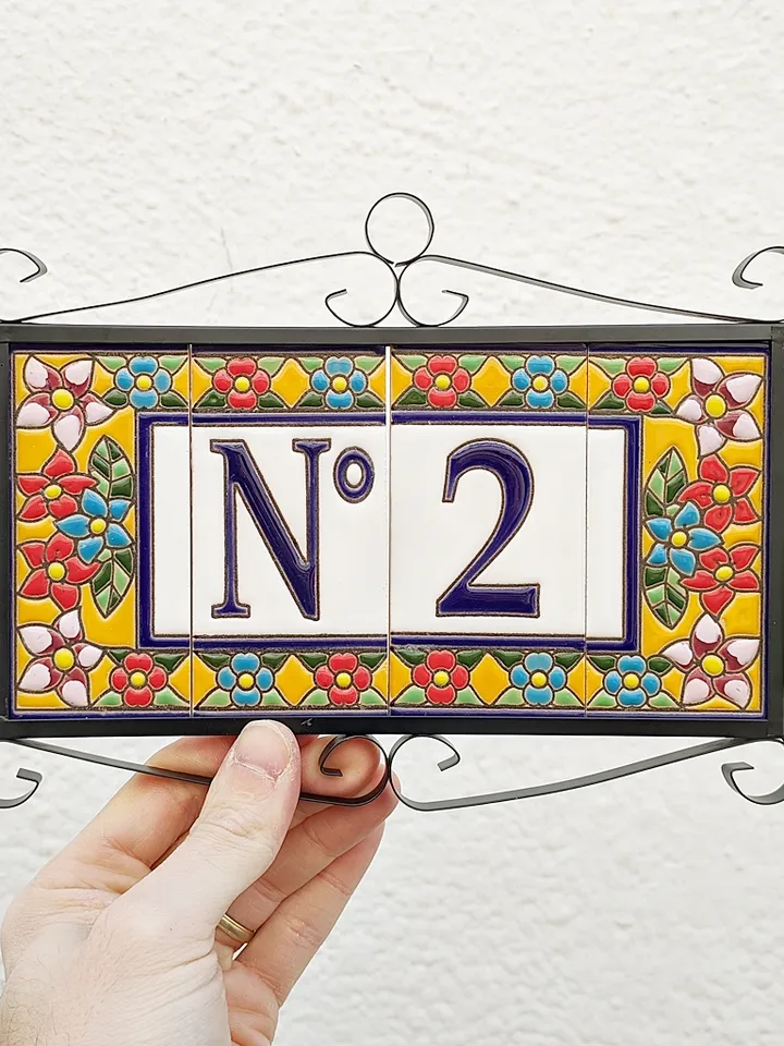 Ceramic letters and numbers 11cm (4.3") for the wall - Hand-glazed in Spain - "SEVILLA" models - Ceramic letters number -