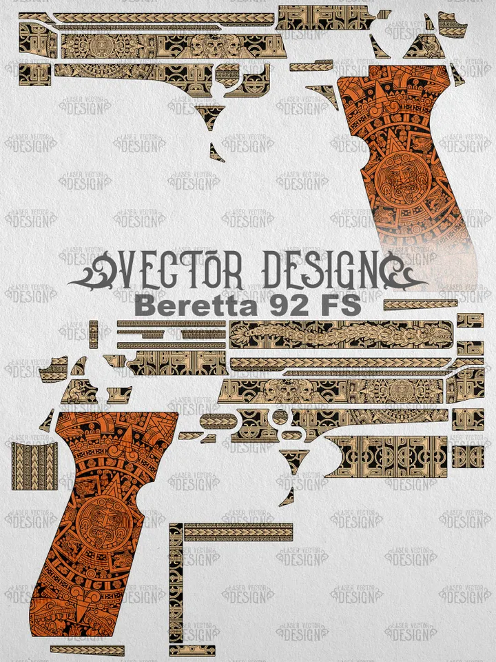 VECTOR DESIGN Beretta 92 FS Aztec calendar