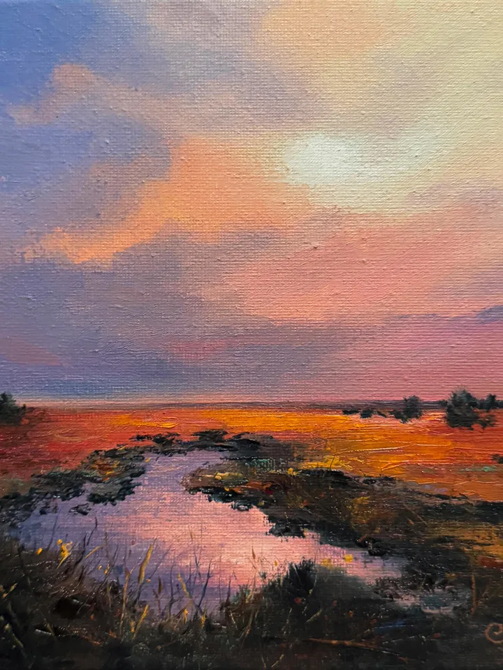 Sunset Oil Painting Original Art Sunset Landscape Painting