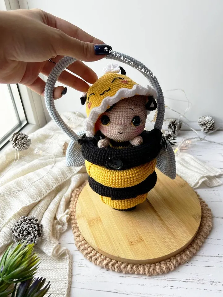 PDF Crochet Bee the Stacking Bag Pattern, Bee hive Amigurumi Pattern, Crochet Monster, Queen Bee Doll Crochet Pattern, Amigurumi Doll