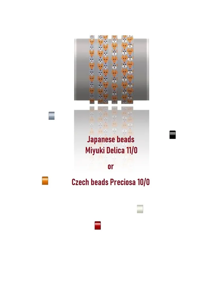 Flat Even & Odd Count Peyote Stitch Beading Patterns «Fox and Rabbit» Cuff Bracelets, Miyuki Delica or Czech beads Preciosa, Instant Download