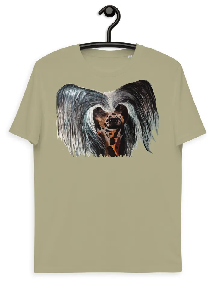Chinese crested dog Unisex organic cotton t-shirt made with my own design,original watercolor chinese dog painting,funny animals gifts.