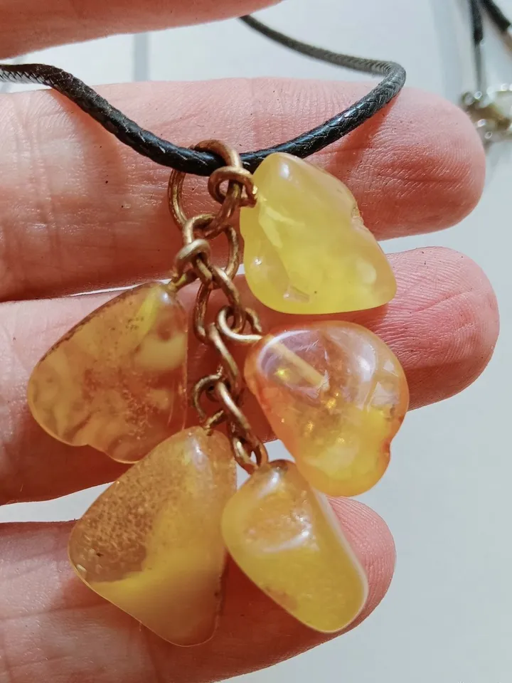 Natural Amber Yellow Stones Pendant Necklace Jewelry Gift For Girl Women Amber Gift Birthday Mother's Day Holiday Everyday Spring Summer Bohemian Jewelry Women