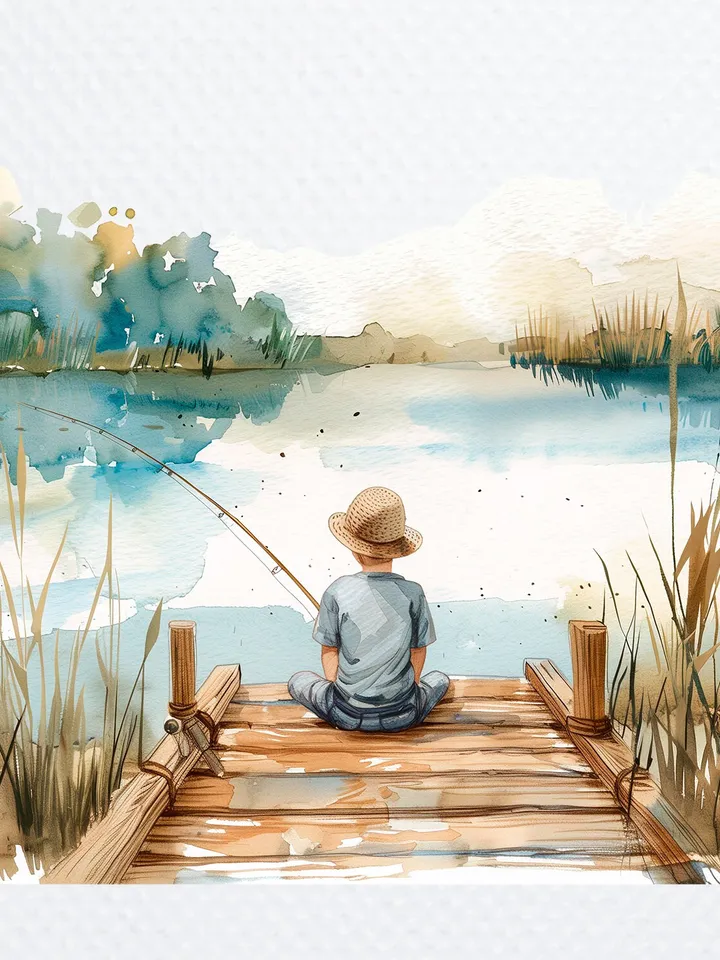 20 PNG Kid Fishing Clipart Bundle, Little Boy Fishing, Watercolor clipart for sublimation , Digital download, Paper craft, Junk Journal