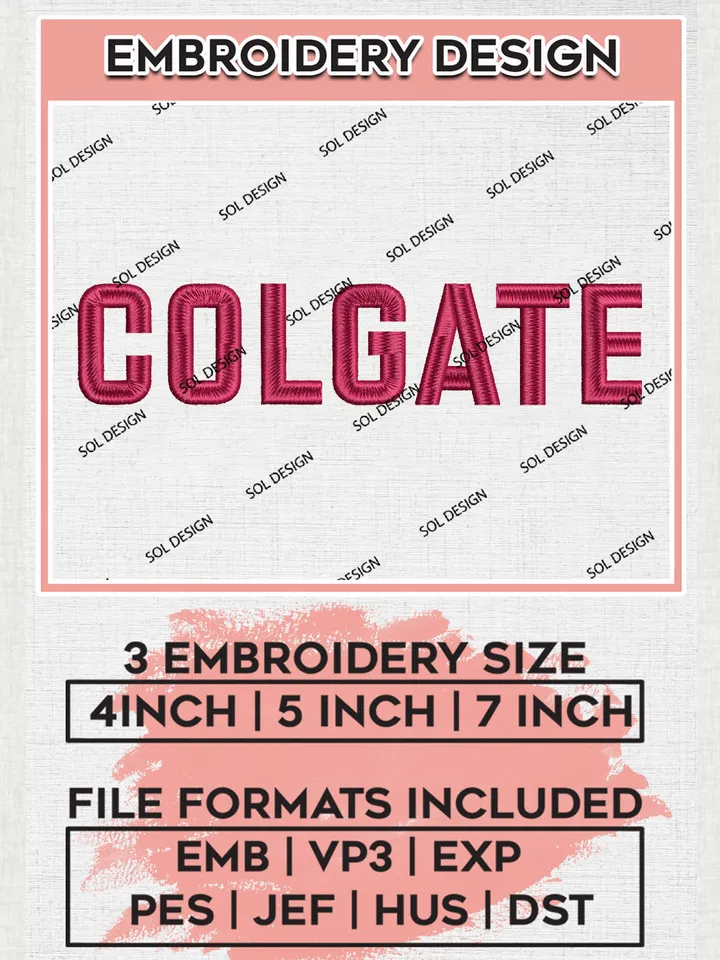 NCAA Colgate College Team Word Logo Embroidery Design Files, NCAA Colgate Raiders Machine Embroidery, NCAA Teams, 3 sizes, NCAA Machine embroidery designs, Digital Download