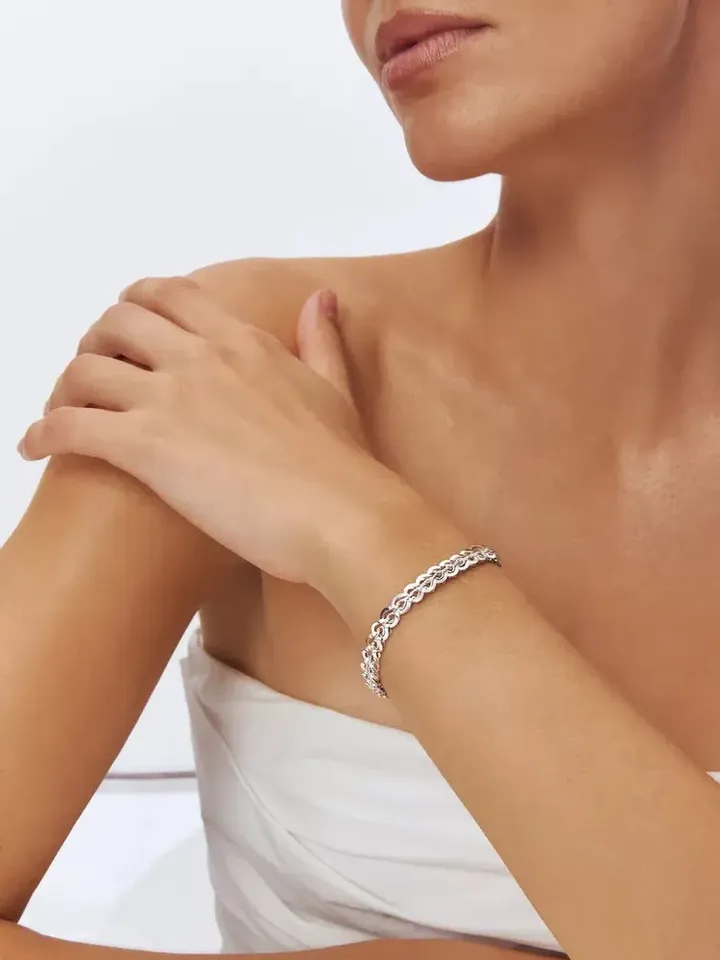 Bracelet on hand silver 925 wide, hand weaving