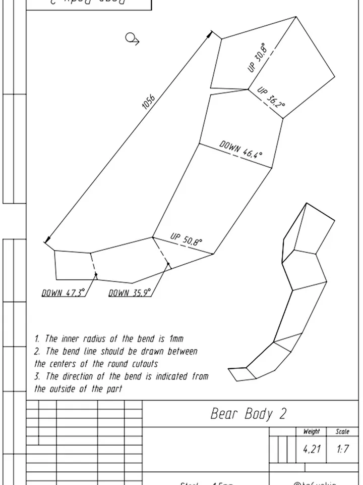 Welding Project Plans Drawings Bear (DXF, PDF)