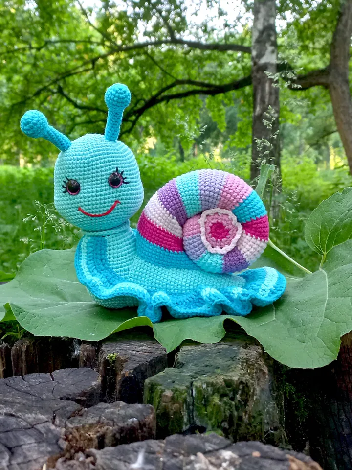 Snail crochet pattern PDF in English Cute snail amigurumi Toy crochet tutorial