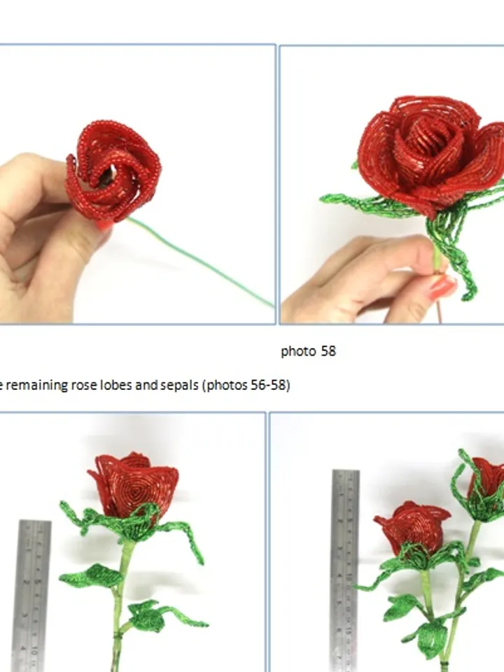French Beaded Flowers pattern | Beaded Rose | Seed bead patterns | Beading tutorial | Digital Download - PDF
