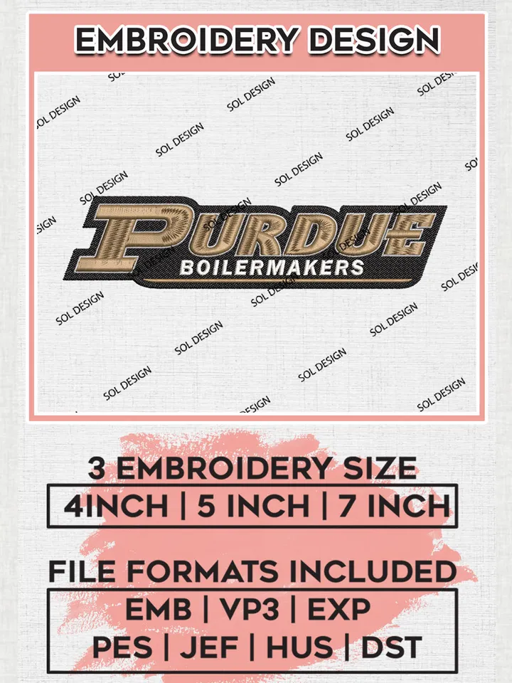 Purdue Boilermakers NCAA Football Team Writing Logo Embroidery Design Files, NCAA Purdue Boilermakers Machine Embroidery, NCAA Teams, 3 sizes, NCAA Machine embroidery designs, Digital Download