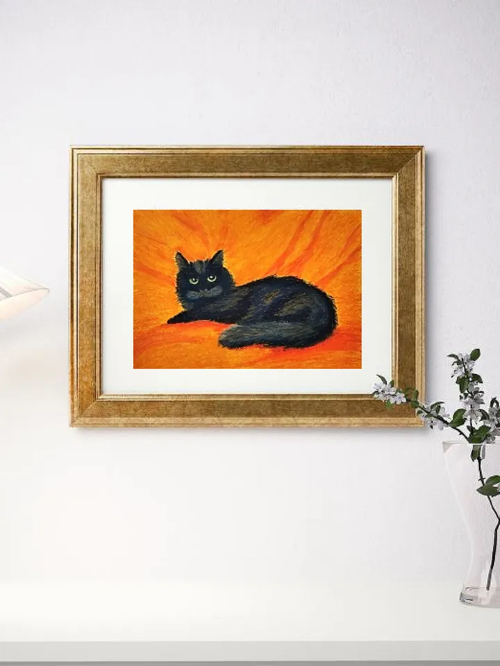 Cat Painting in pastel on paper