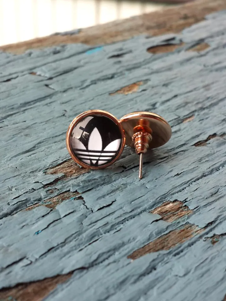 Adidas earrings studs, Lotus earrings, logo sport accessories gift