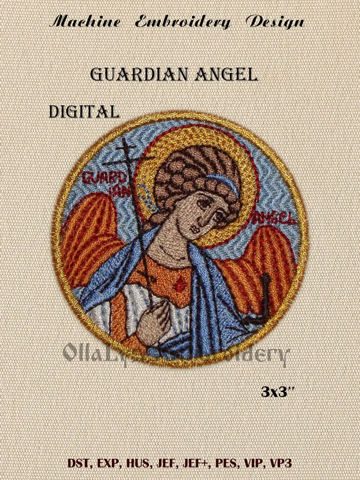 Guardian Angel machine embroidery design