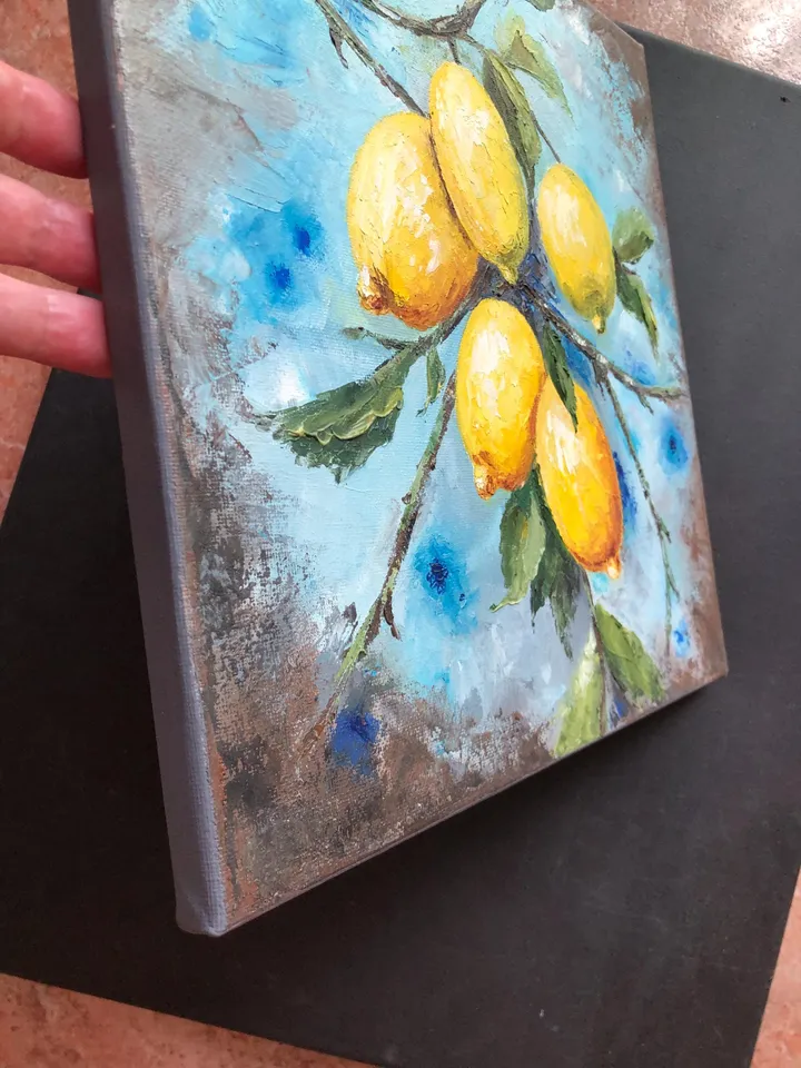 Lemons Original Painting Fruits Oil Painting Kitchen Still life Food Painting