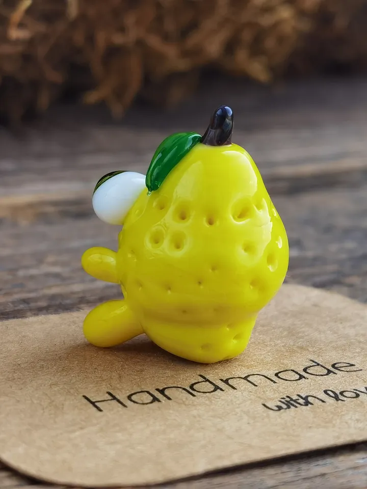 Glass lemon Tiny monster miniature glass monster figurine monster sculpture lemon figurine for terrarium decoration or fairy garden decor