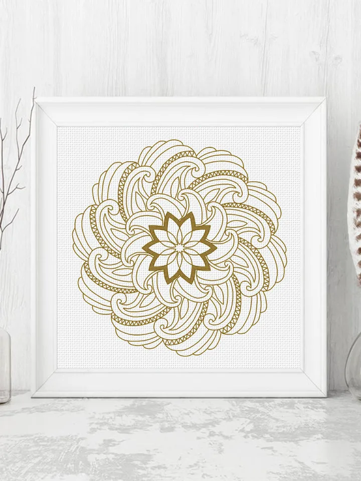 Geometric mandala blackwork pattern PDF instant download Backstitch chart, Blackwork mandala embroidery PDF, Mandala art, Home decor #W43