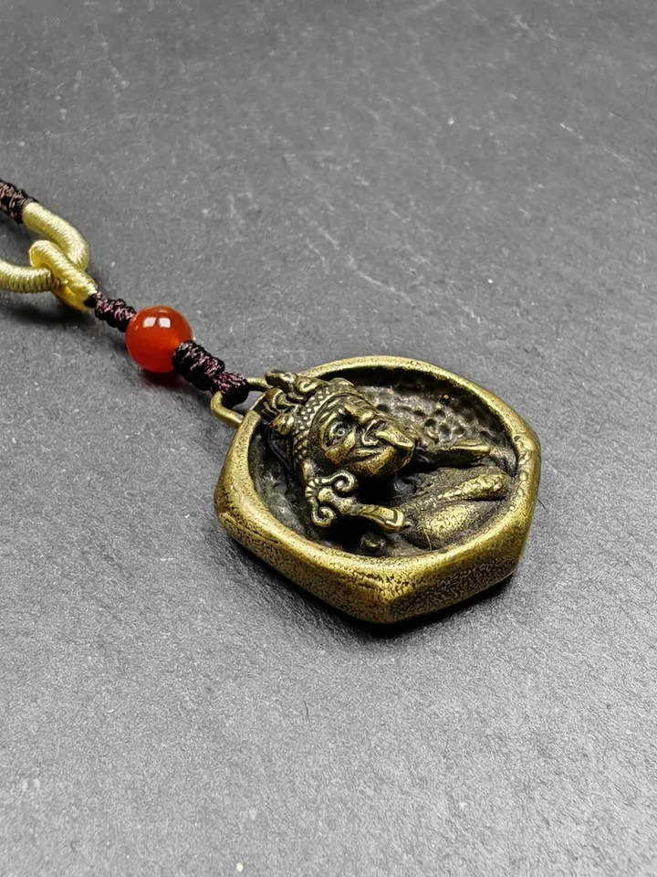 Double Faced Drashi Lhamo Amulet,Gandhanra Vintage Tibetan Buddhist Pendant,Zashi Lhamo,Buddhist Protective Charm,Spiritual Gift