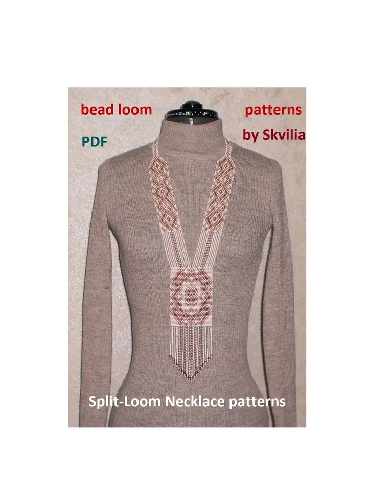 Bead loom patterns, schemes for a Split-Loom Necklace, Beading Loom Stitch, Square Stitch, Gerdan, Instant Digital Download, PDF