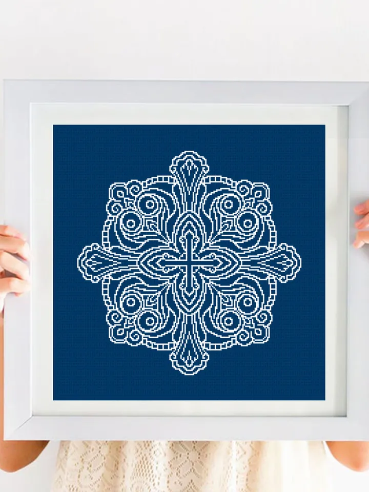 Mandala cross stitch pattern PDF download Mandala ornament cross stitch chart, Cross mandala embroidery PDF, Mandala pattern digital #M236