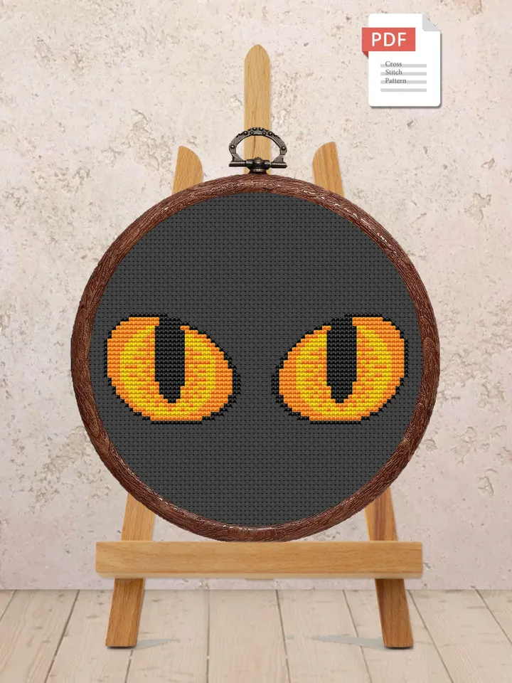 Cat's Eyes Cross Stitch Pattern, Cat Cross Stitch Pattern, Embroidery Cat, Animal Cross Stitch Pattern, Modern Cross Stitch Pattern #cat004