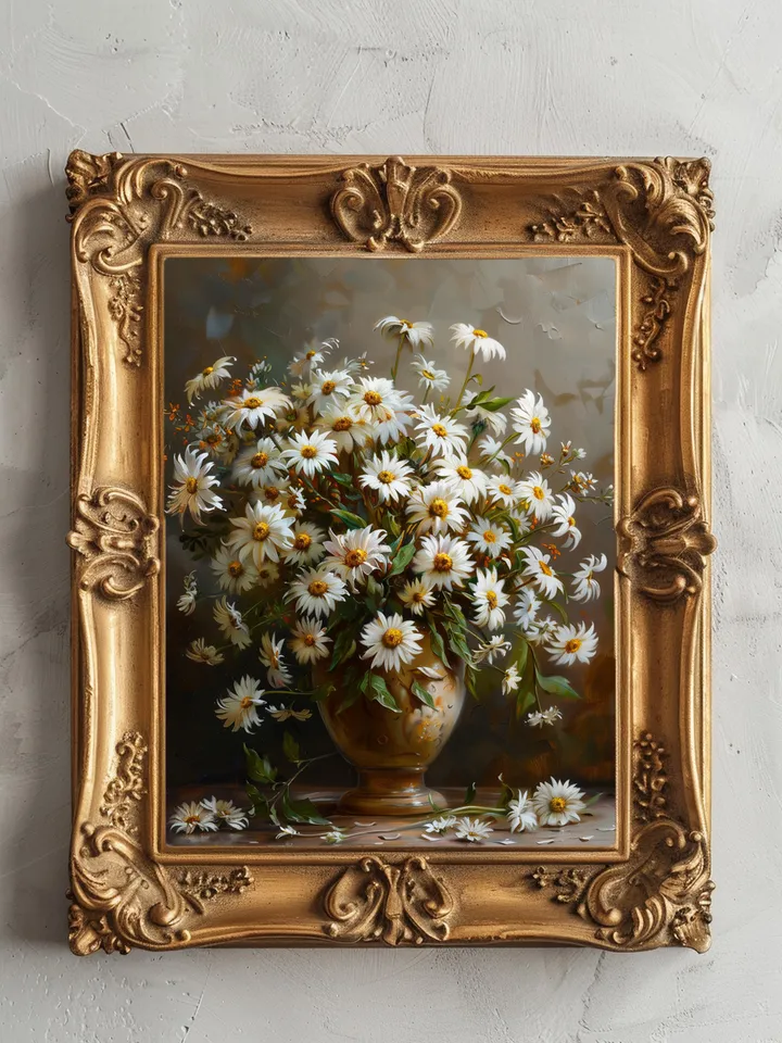 Set of 3 Digital Art Print Vintage Renaissance paintings of roses, daisies and marigold flowers. Wall art. Home Decor. Instant download.