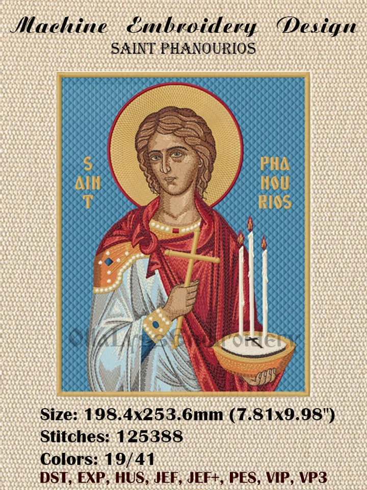 Saint Phanourios 8x10 machine embroidery design