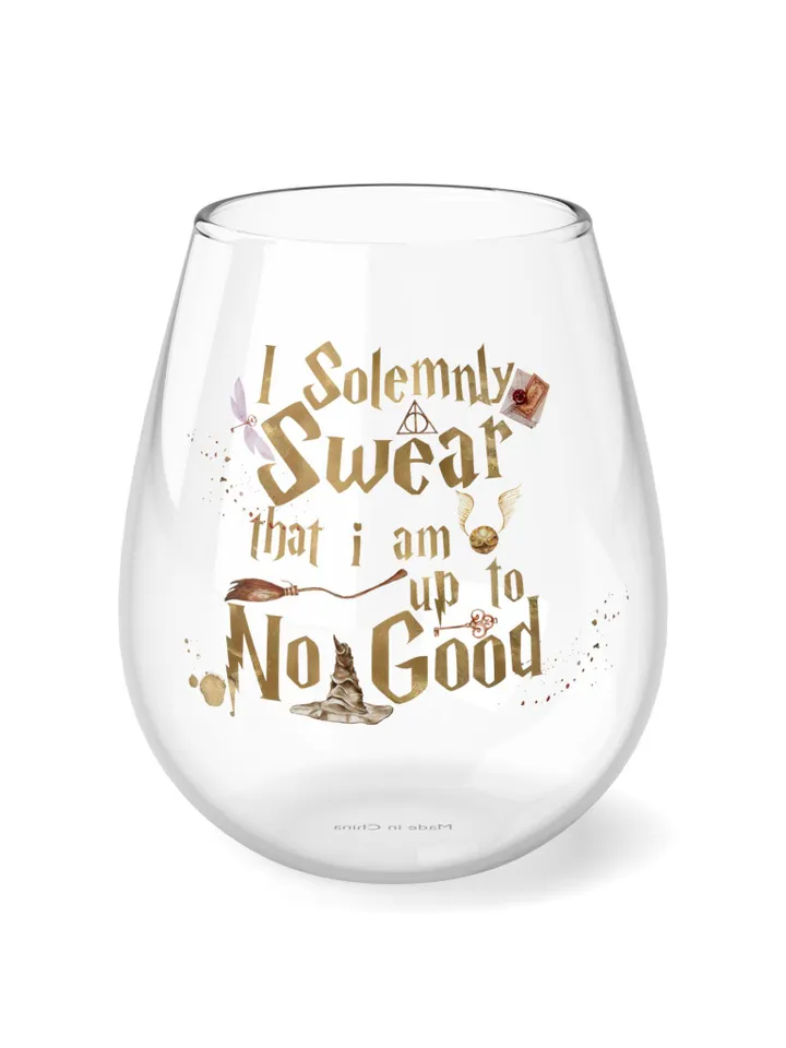 Wizarding World Stemless Wine Glass, I Solemnly Swear that I Am Up to No Good, 11 75oz, Funny Novelty Gift, Birthday Present, Kitchen Decor