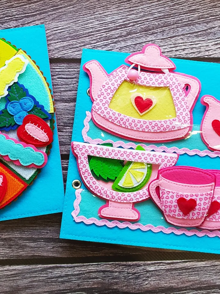 Cooking  Quiet book Pattern pdf, Kitchen Felt book pattern svg, Soft sensory book template, Busy book sewing ideas for girl 2, 3, 4 year old