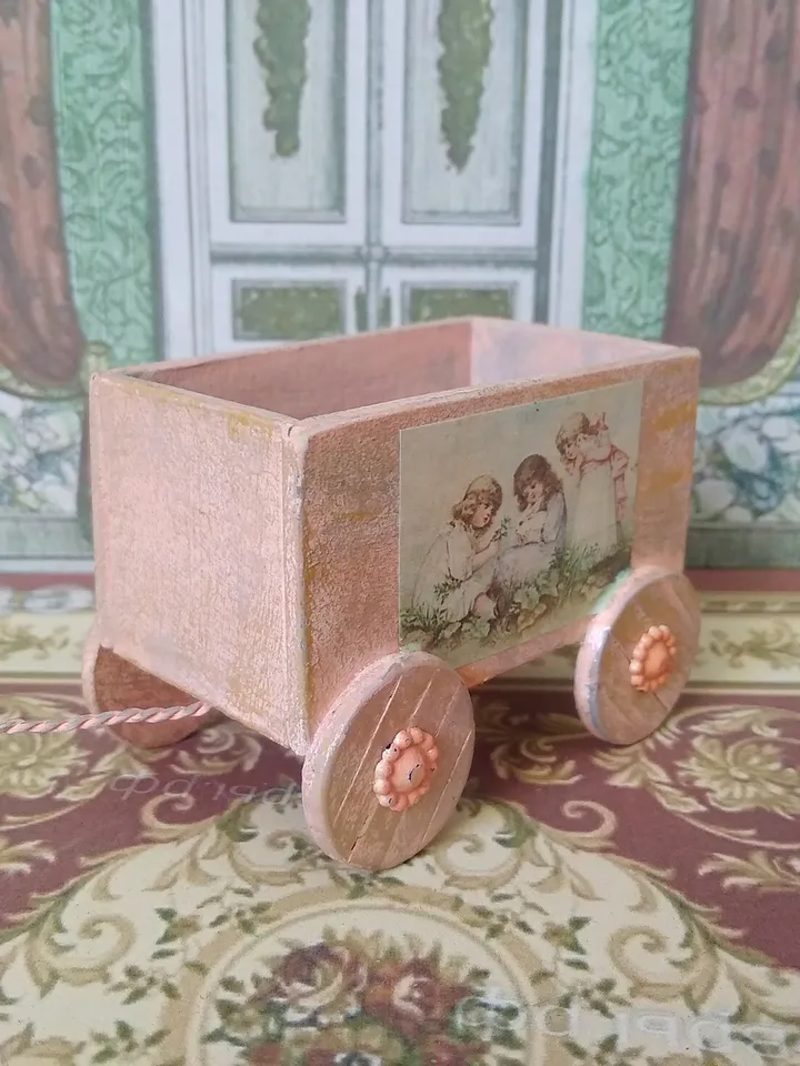 Trolley for dollhouse. Doll toy.The cart for the doll house.1:12 scale.