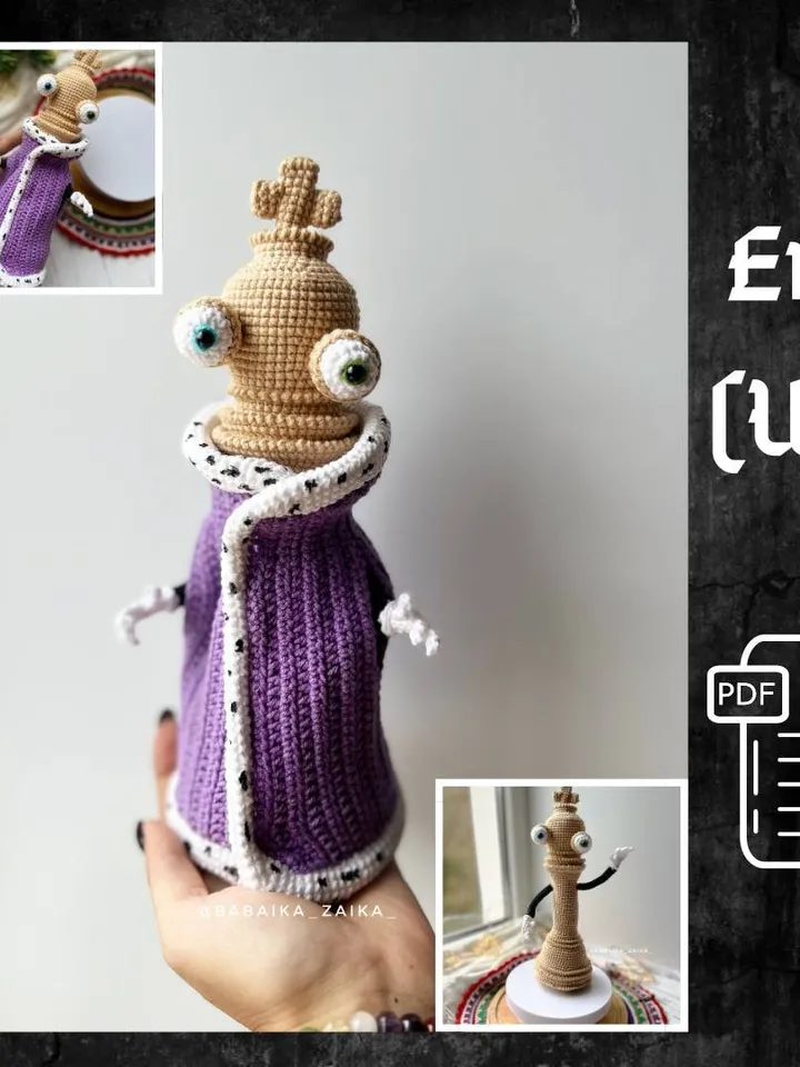 PDF Crochet Kinger Pattern, Amazing Digital Circus Amigurumi Pattern, Crochet Monster, Halloween Pattern, Chess Pattern, Amigurumi Doll