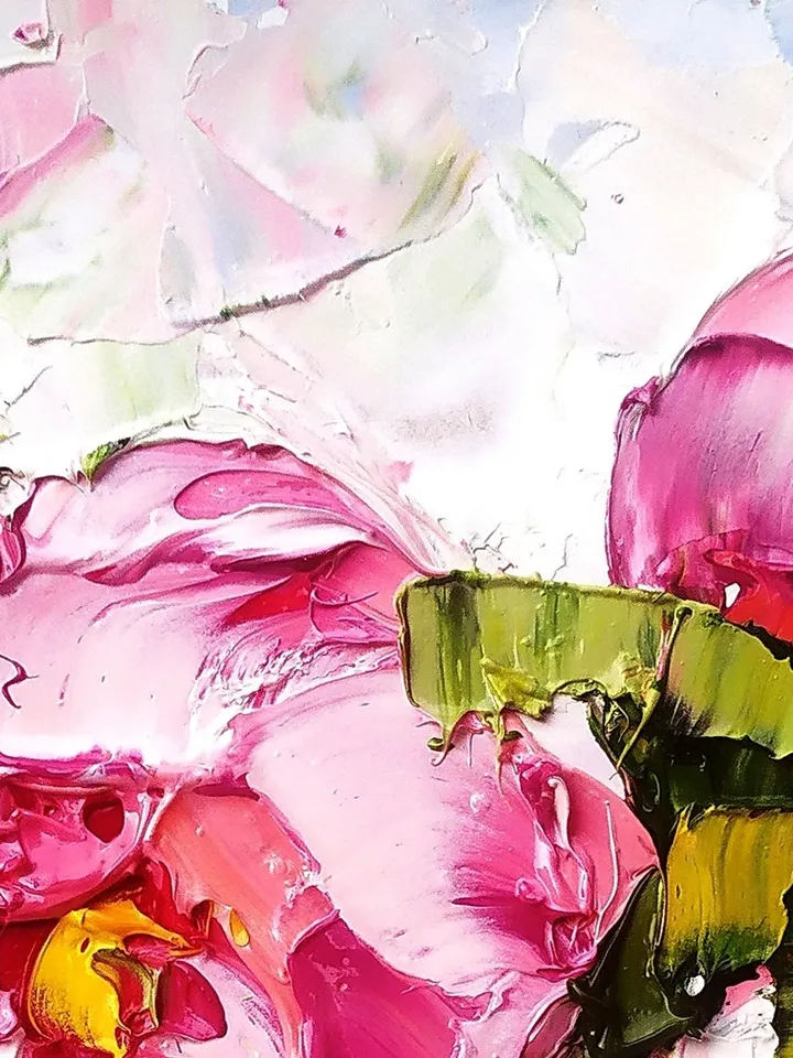 Peony Painting Impasto Original Art Floral Wall Art Flowers Small Oil Painting 8x8