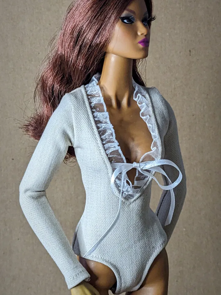 Handmade beige bodysuit for 16-inch Fashion Royalty dolls (FR16)