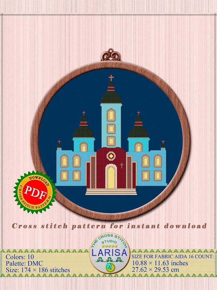 Catholic Cathedral Cross Stitch Pattern | Catholic Church