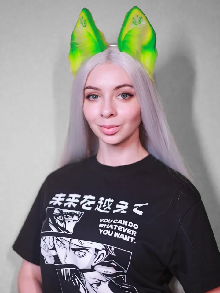 Dendro Genshin Impact faux fur cat ears on headband
