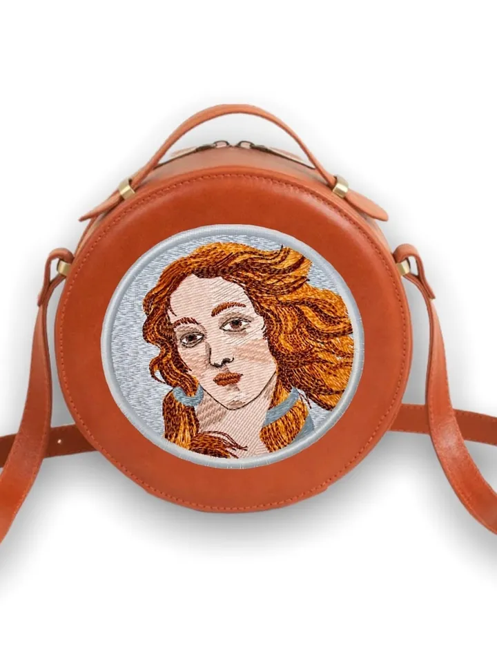Venus miniature machine embroidery design based on a fragment of Botticelli's painting The Birth of Venus Machine embroidery pattern