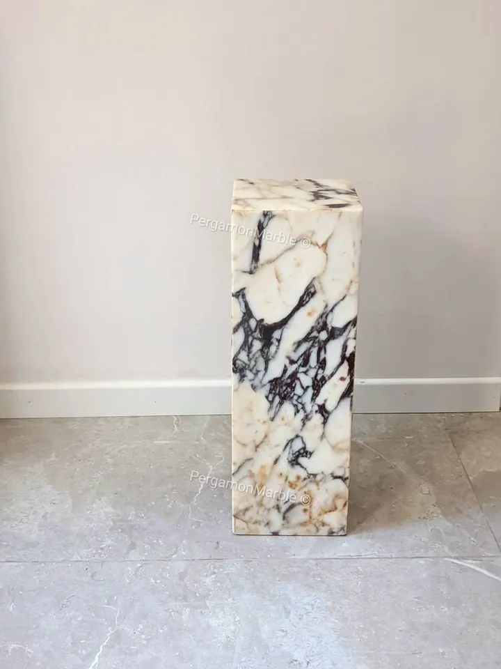 Calacatta Viola Marble side table,plinth italian marble 100% handmade, cube marble, calacatta plinth 1 PCS