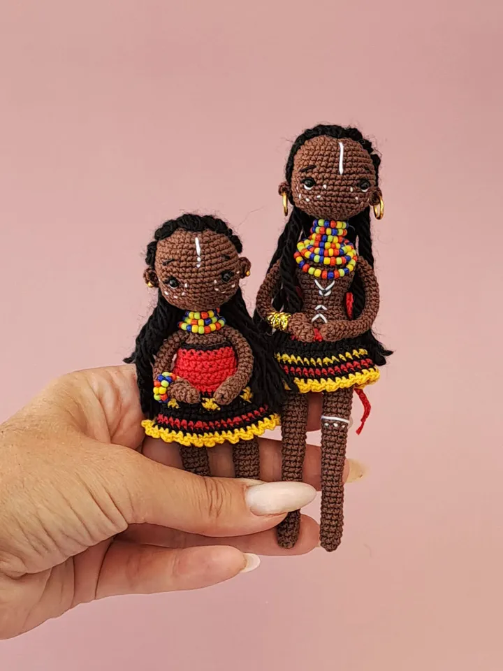 Pattern african baby doll, crochet african doll, pattern little african doll, crochet black doll