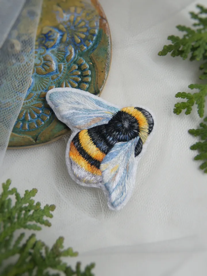 Embroidered Bumblebee Brooch