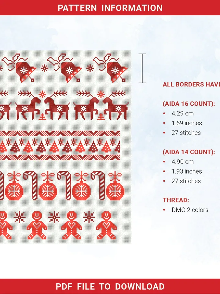 Christmas Bundle pack Border Ornament decor cross stitch pattern, counted, chart, gift DIY, embroidery, instant PDF