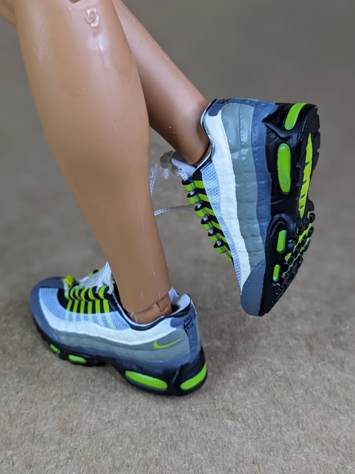 Premium white & gray sneakers for 12 inch male dolls