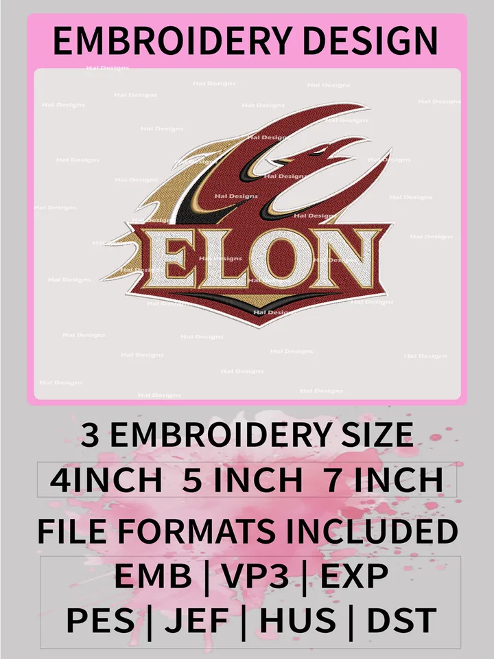 NCAA Elon Phoenix Embroidery File, 3 Sizes, 6 Formats, NCAA Machine Embroidery Design, NCAA Logo, NCAA Teams