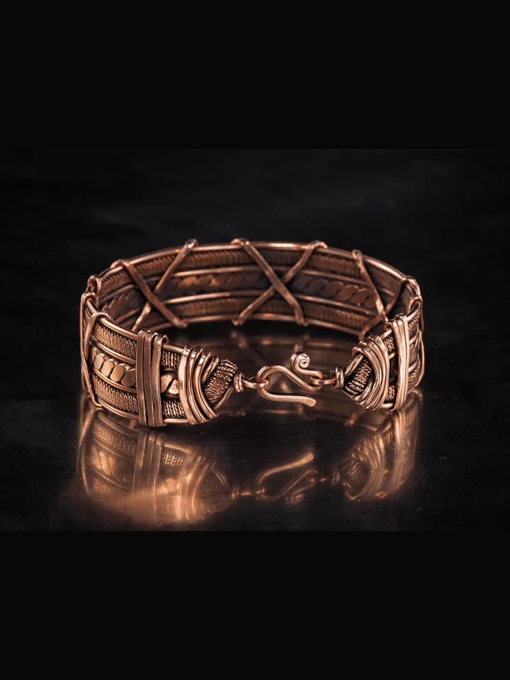 Woven copper wire bracelet Antique style handcrafted copper jewelry Unique gift